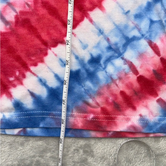 SOLD! PEPSI tie dye long sleeve Tshirt upcycled OOAK red white blue unisex extra - Picture 7 of 8